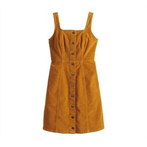 Juniors' SO Button Down Pinafore Dress XS Burnt Orange Corduroy Festival‎ Preppy